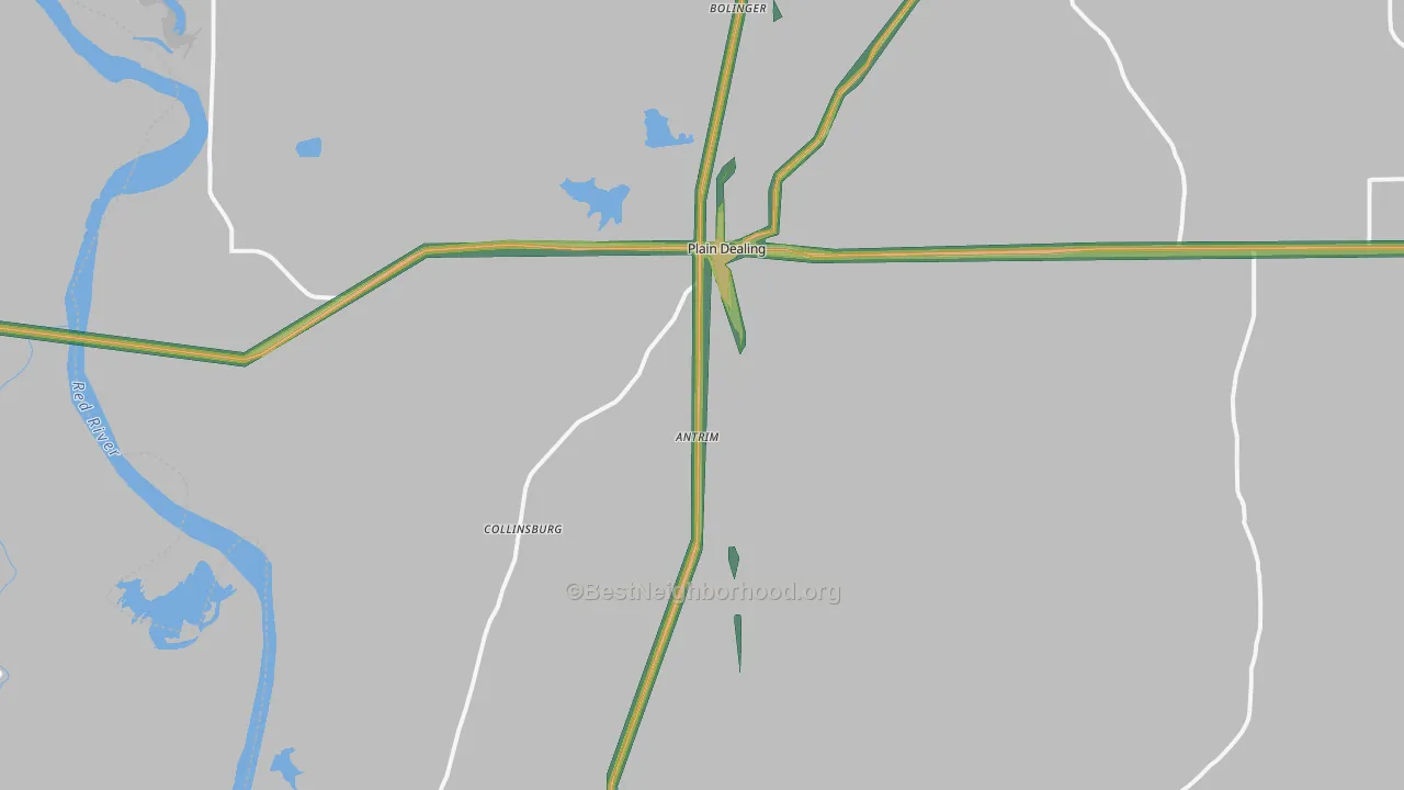 Plain Dealing, LA Map of Noise Levels in Plain Dealing