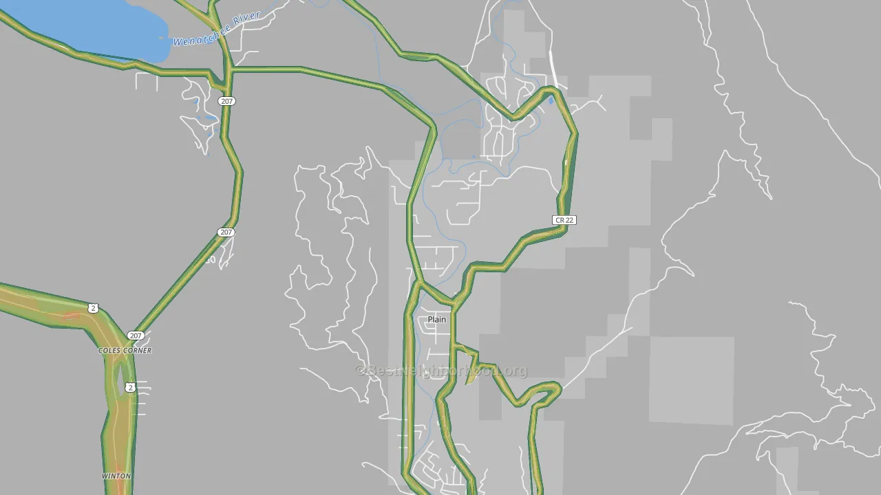 Plain, WA Map of Noise Levels in Plain
