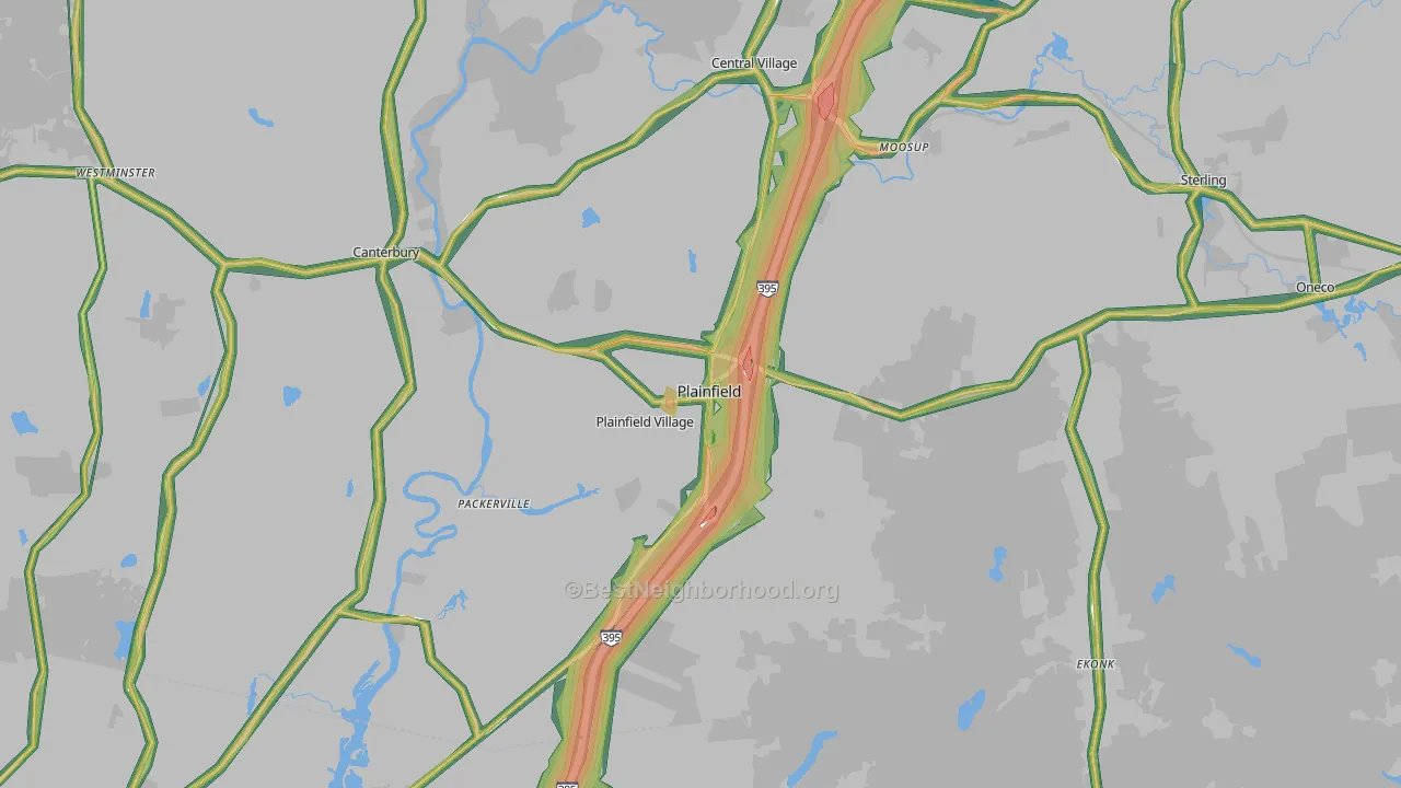 Plainfield, CT Map of Noise Levels in Plainfield