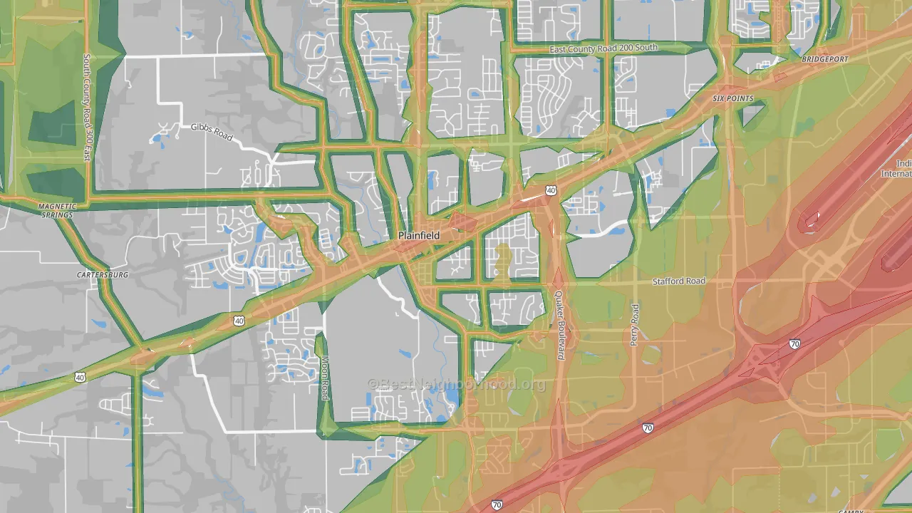 Plainfield, IN Map of Noise Levels in Plainfield