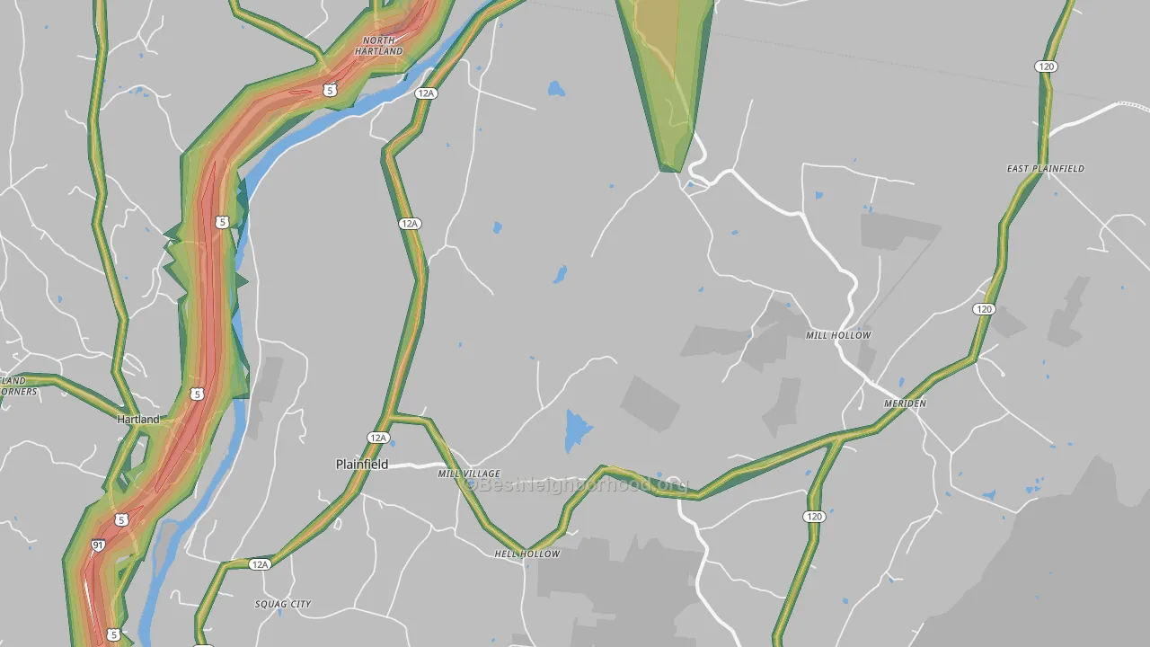 Plainfield, NH Map of Noise Levels in Plainfield