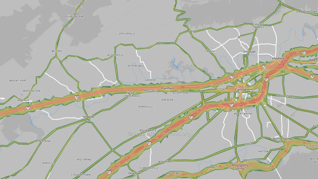 Plainfield, PA Map of Noise Levels in Plainfield