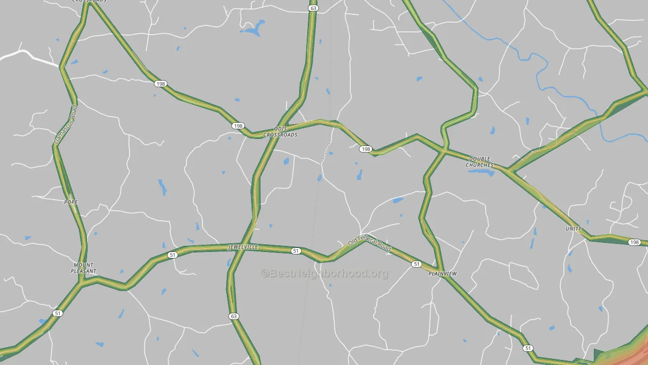 Plainview, GA Map of Noise Levels in Plainview