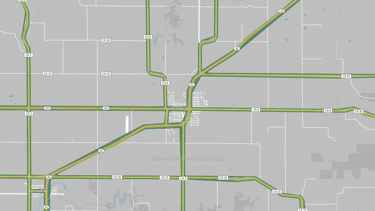 Plainview, MN Map of Noise Levels in Plainview