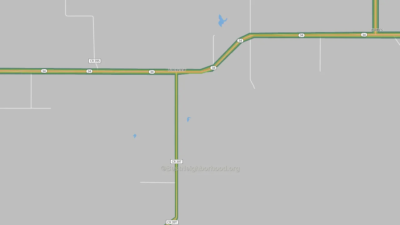 Plainview, SD Map of Noise Levels in Plainview