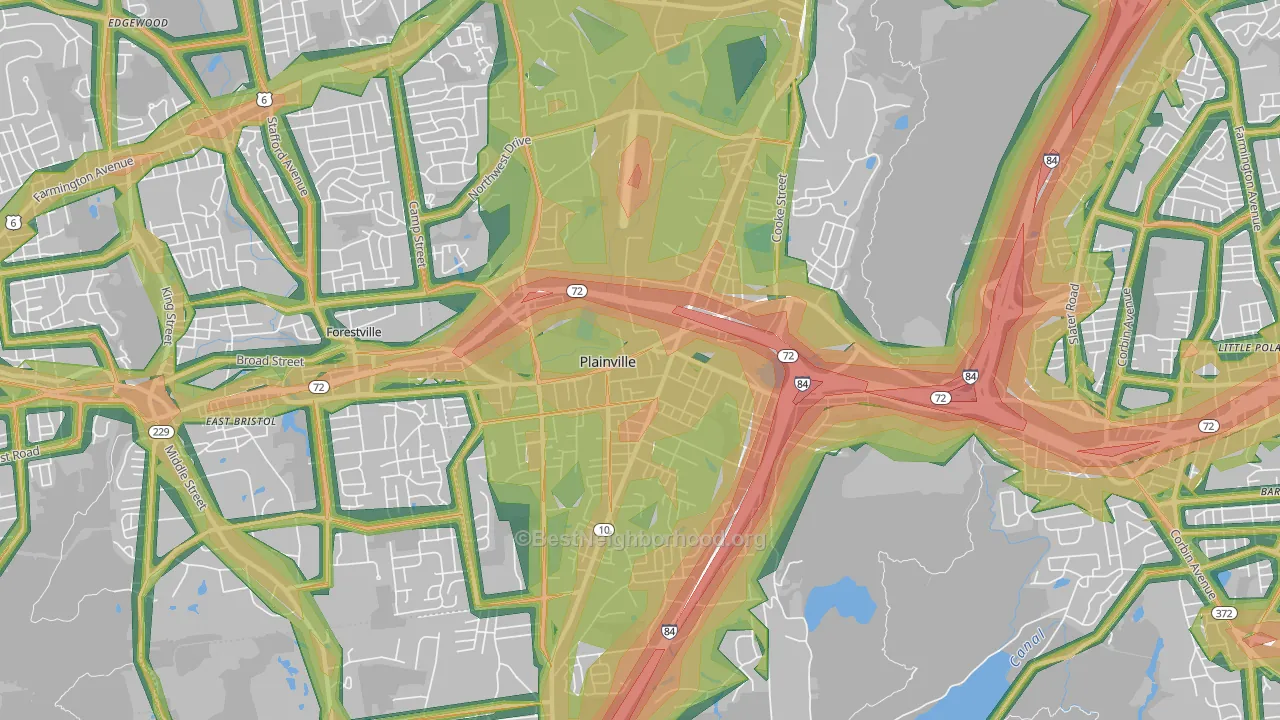 Plainville, CT Map of Noise Levels in Plainville