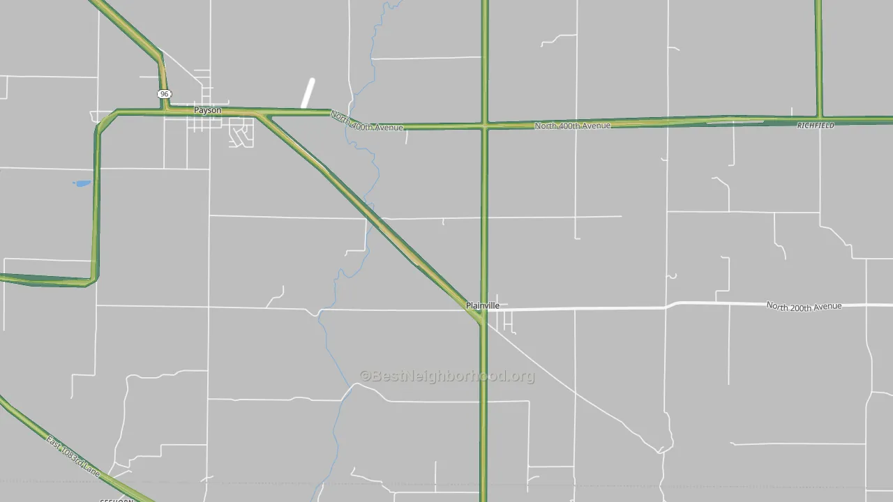 Plainville, IL Map of Noise Levels in Plainville