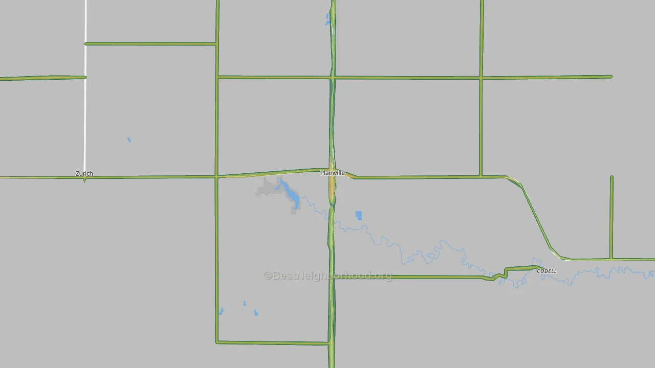 Plainville, KS Map of Noise Levels in Plainville
