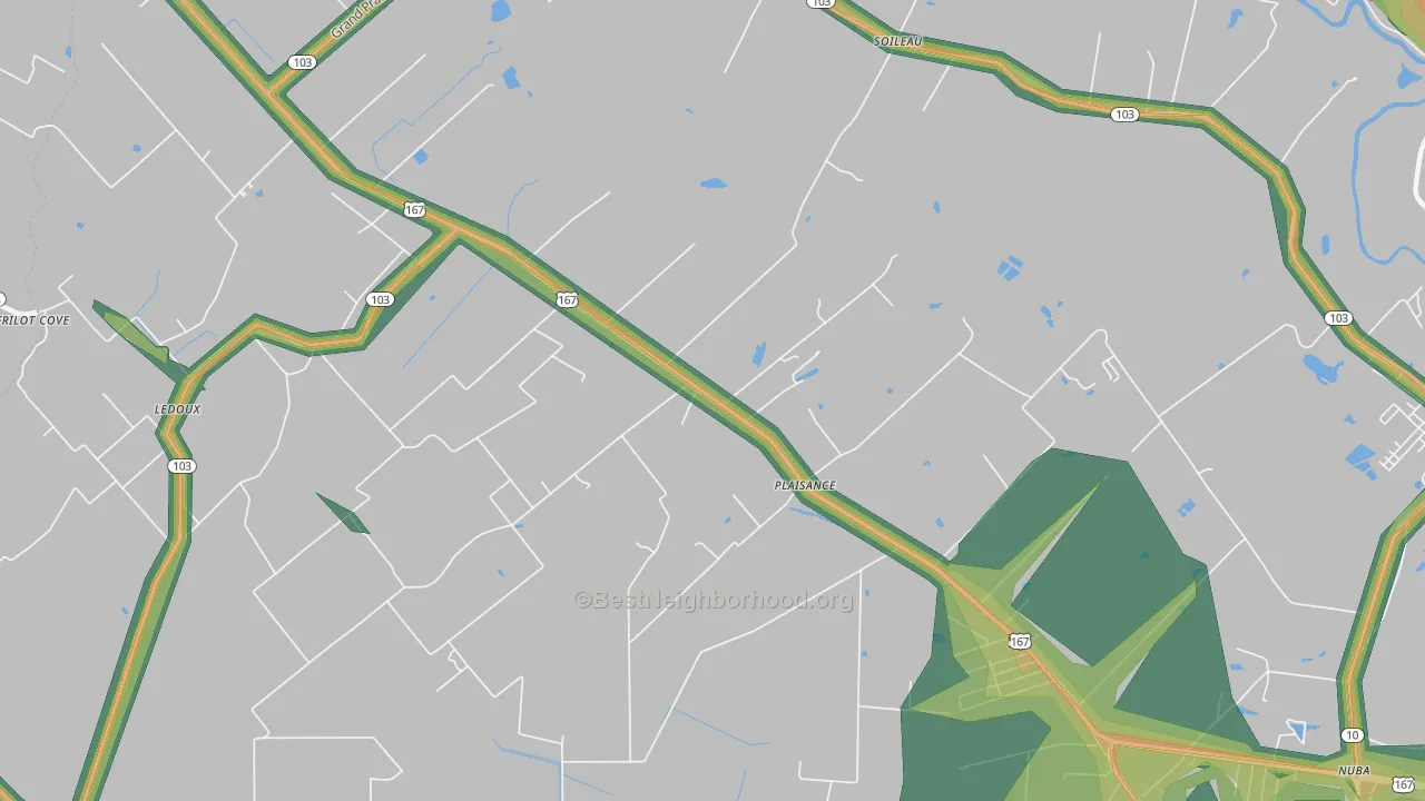 Plaisance, LA Map of Noise Levels in Plaisance