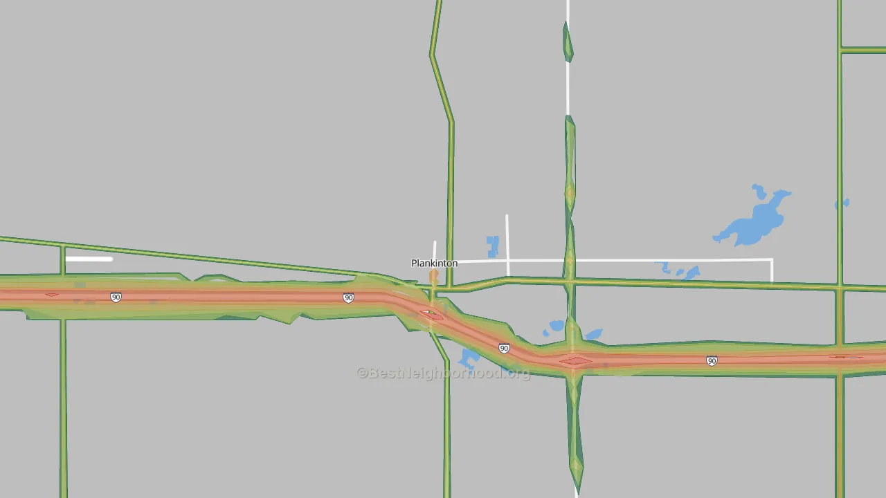 Plankinton, SD Map of Noise Levels in Plankinton