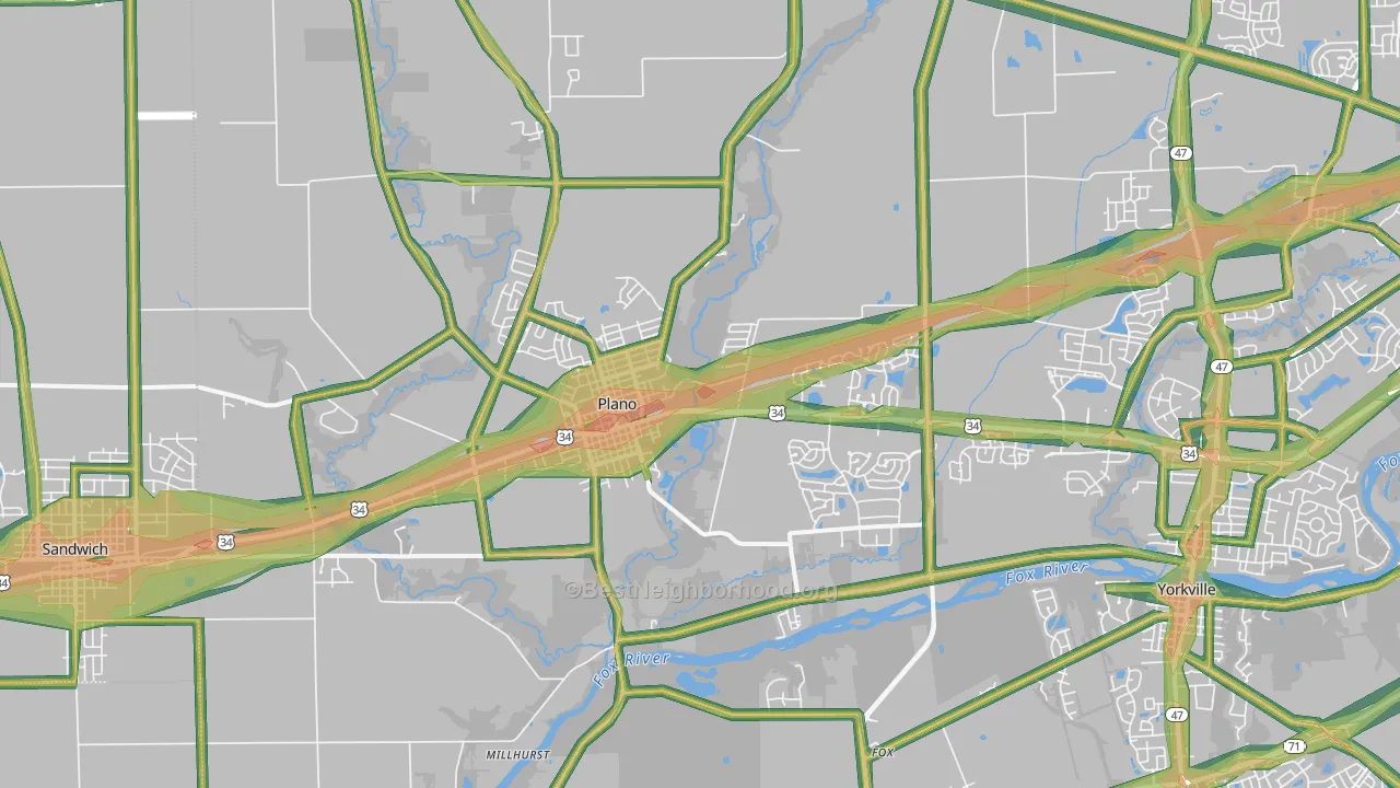 Plano, IL Map of Noise Levels in Plano