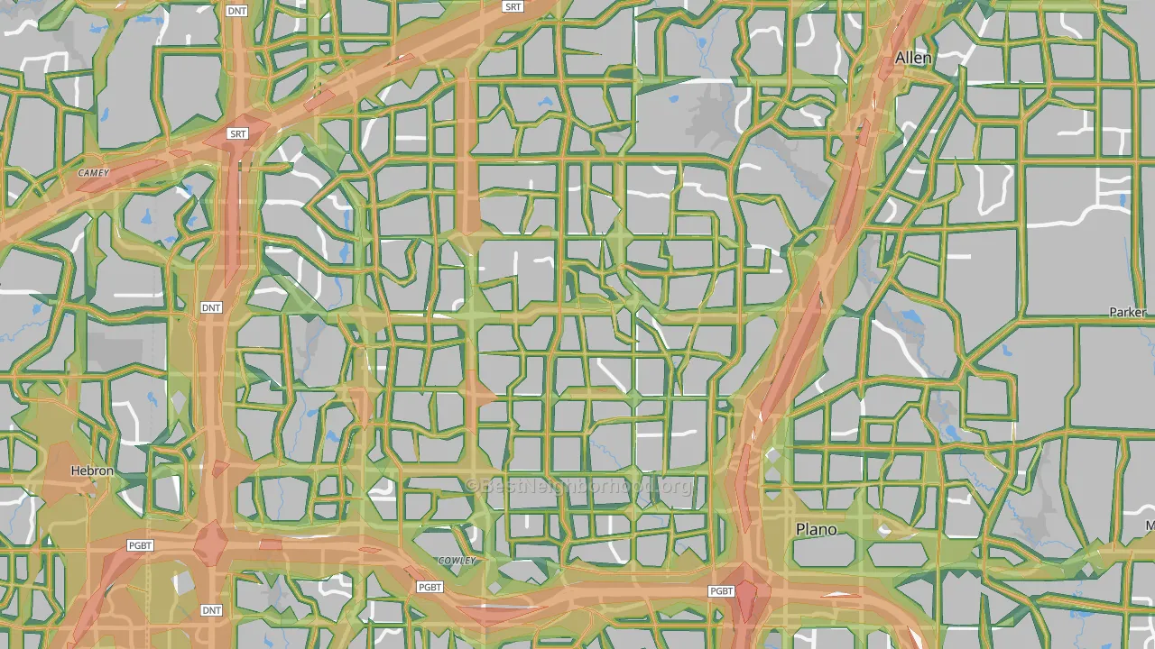 Plano, TX Map of Noise Levels in Plano