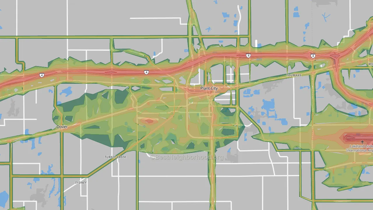Plant City, FL Map of Noise Levels in Plant City