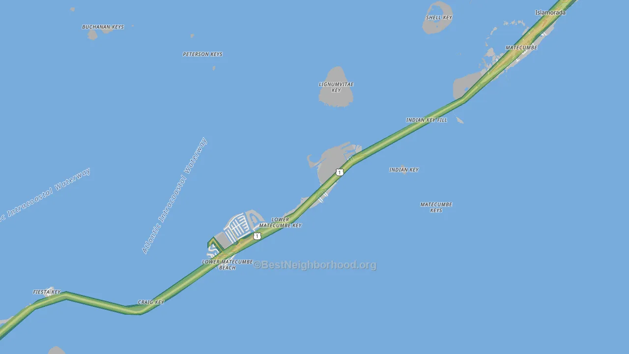 Plantation Key, FL Map of Noise Levels in Plantation Key