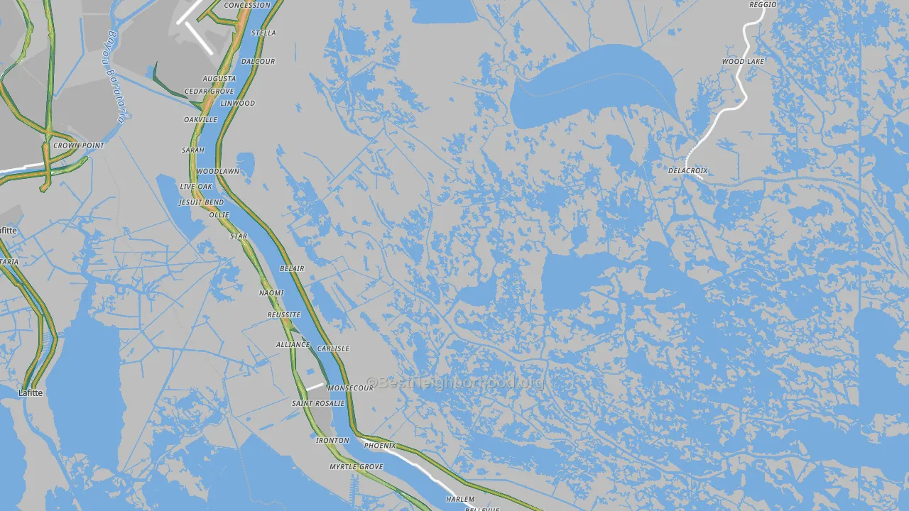 Plaquemines Parish, LA Map of Noise Levels in Plaquemines Parish