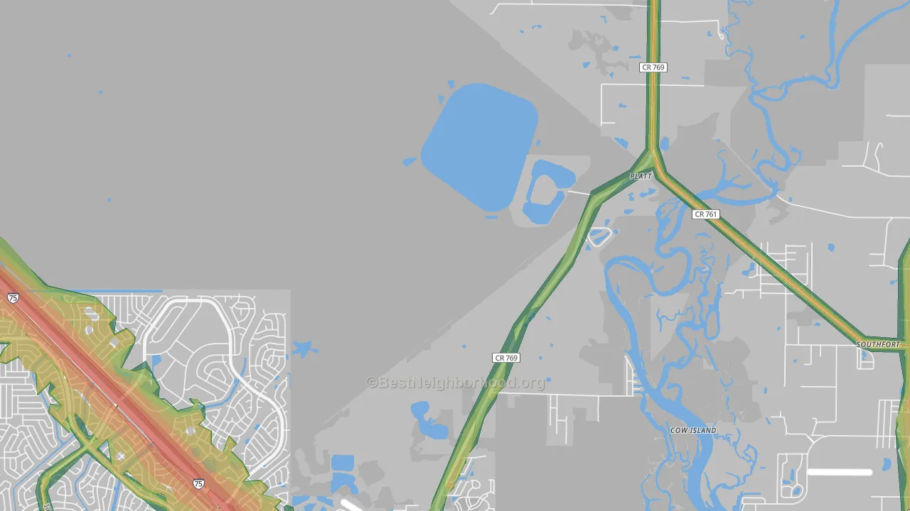 Platt, FL Map of Noise Levels in Platt