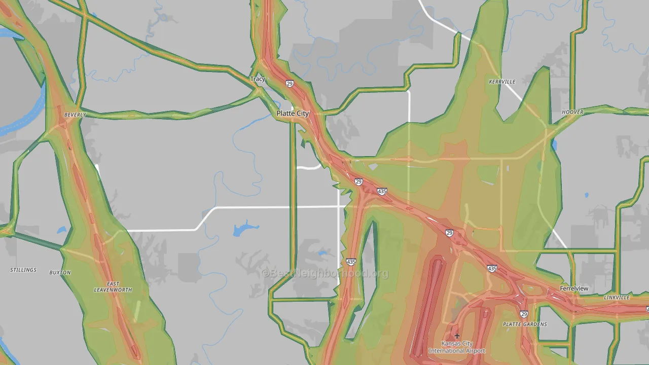 Platte City, MO Map of Noise Levels in Platte City