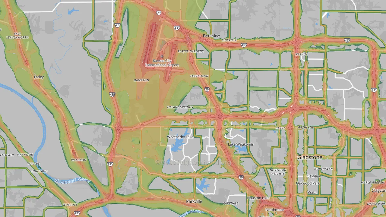 Platte County, MO Map of Noise Levels in Platte County