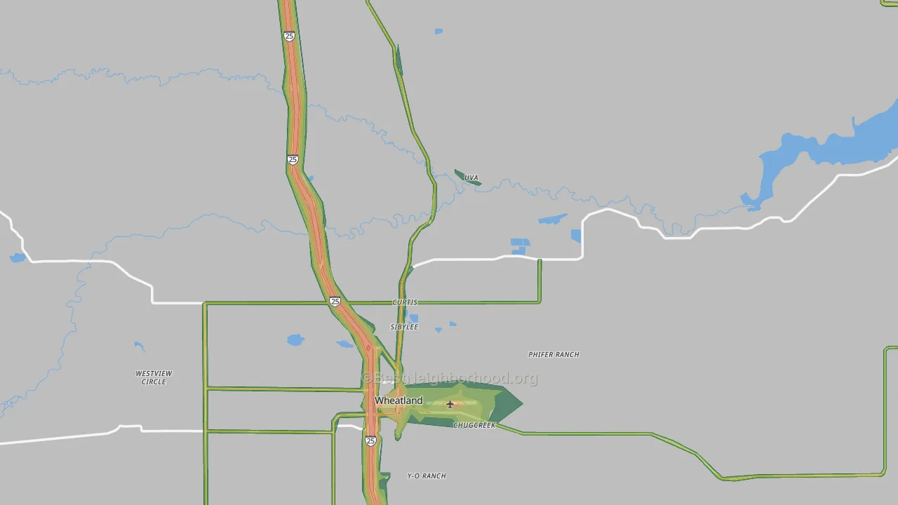 Platte County, WY Map of Noise Levels in Platte County