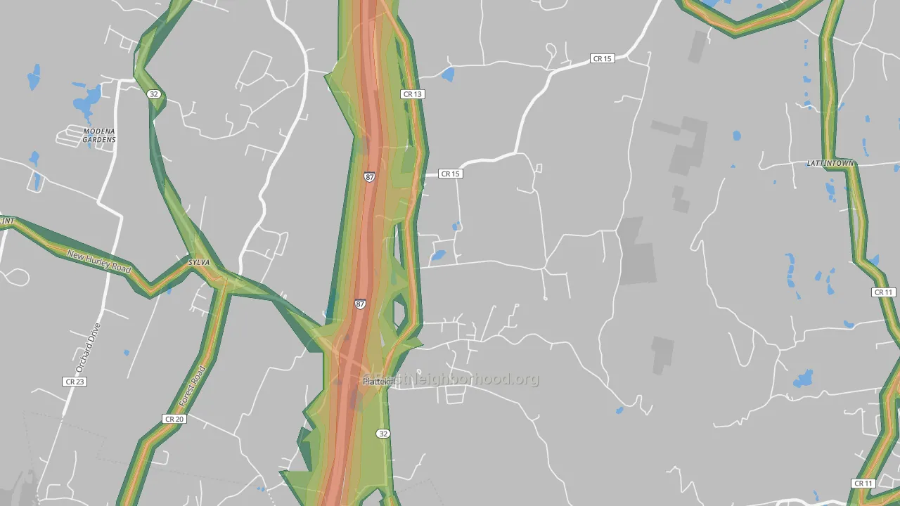 Plattekill, NY Map of Noise Levels in Plattekill