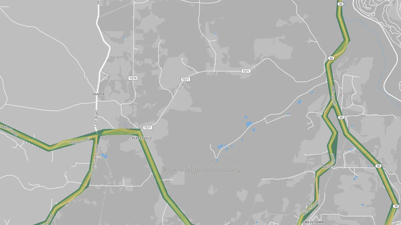 Plattsville, PA Map of Noise Levels in Plattsville
