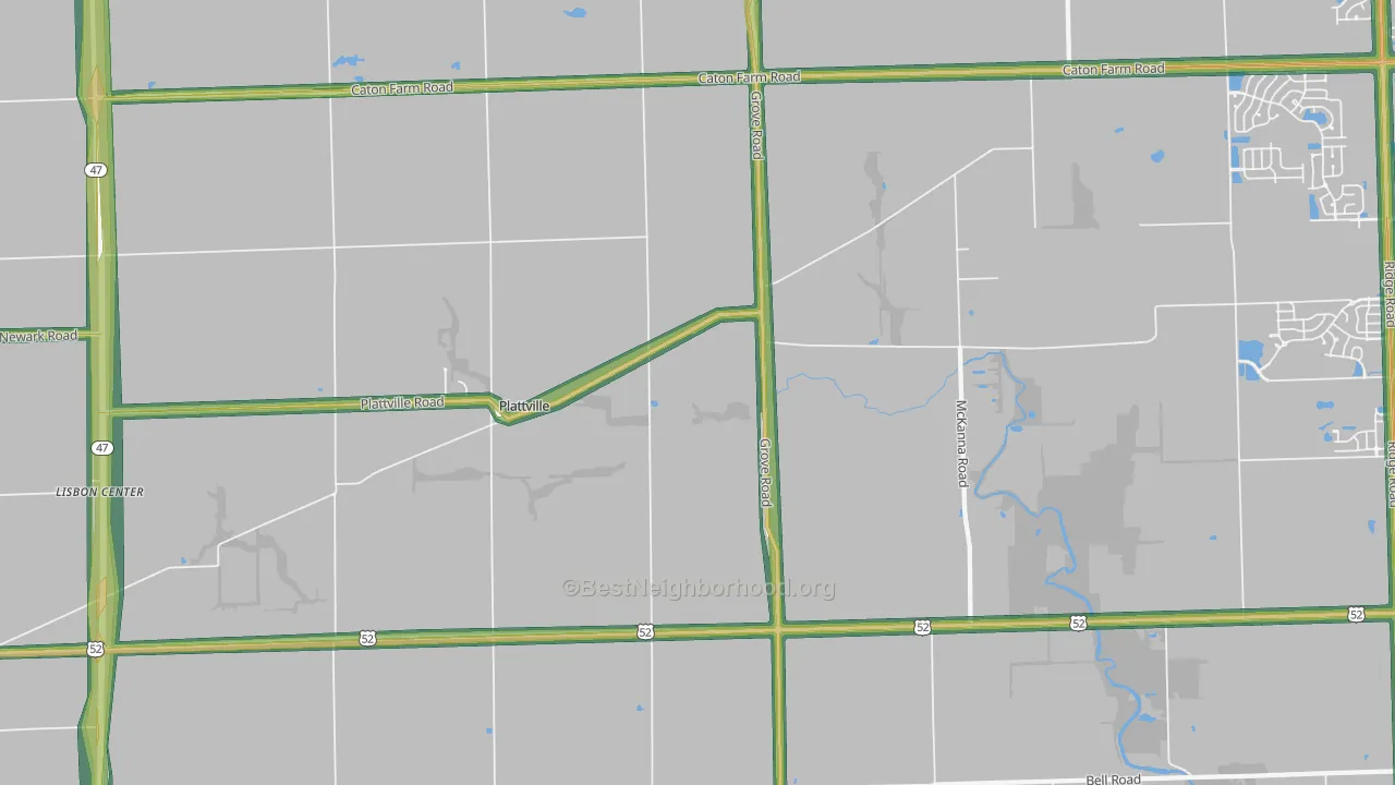 Plattville, IL Map of Noise Levels in Plattville