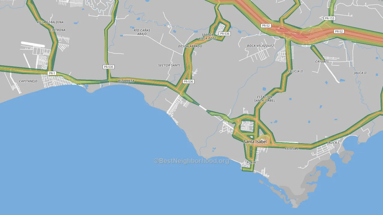 Playa Cortada, PR Map of Noise Levels in Playa Cortada