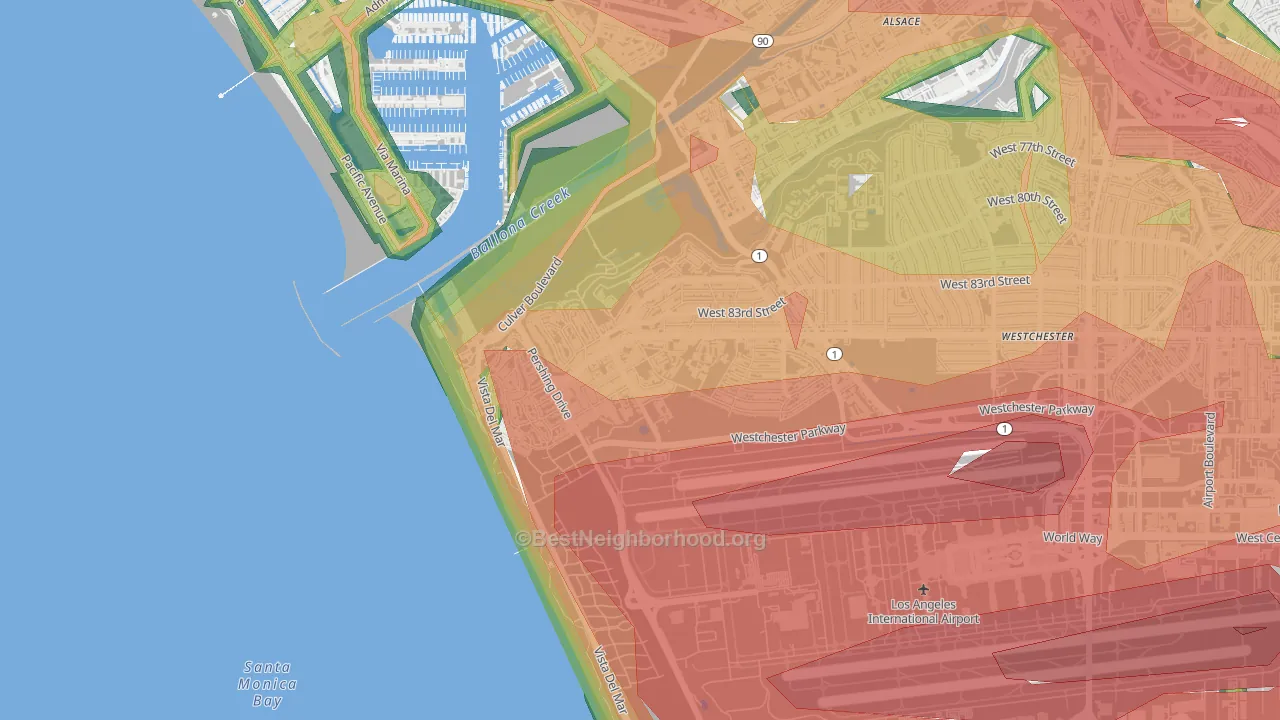 Playa del Ray, Playa Del Rey, CA Map of Noise Levels in Playa del Ray