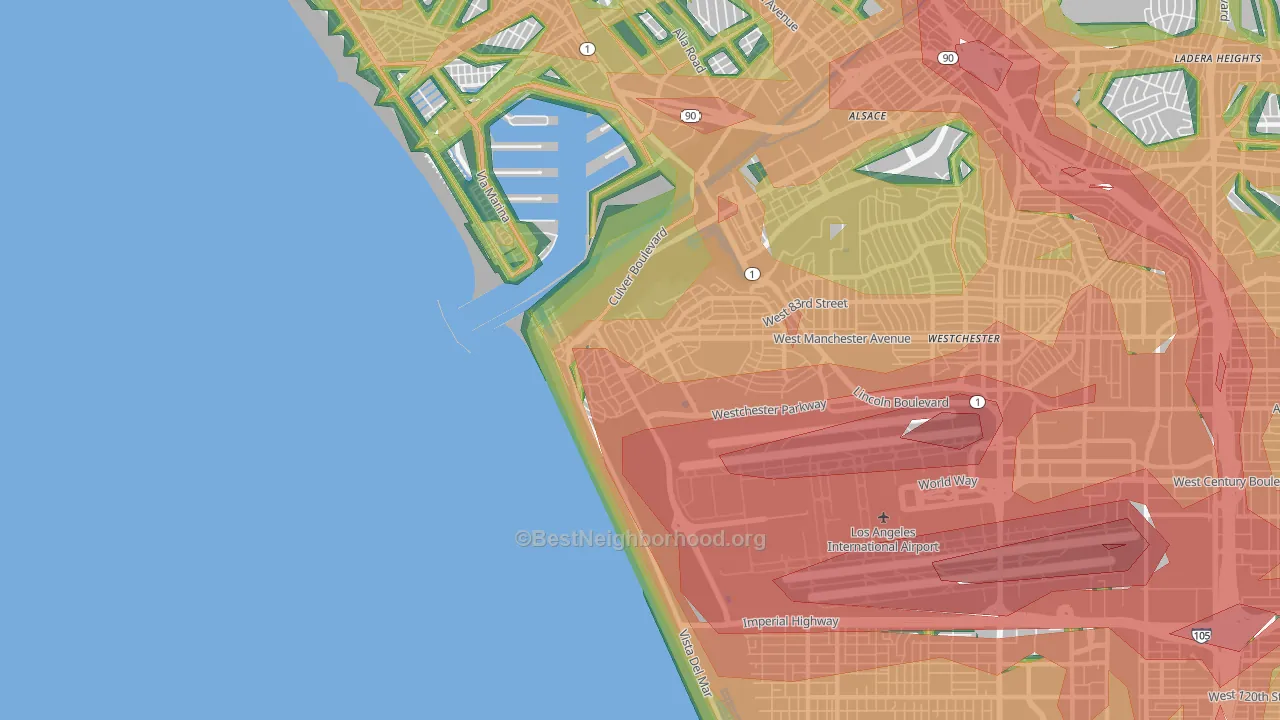 Playa Del Rey, CA Map of Noise Levels in Playa Del Rey