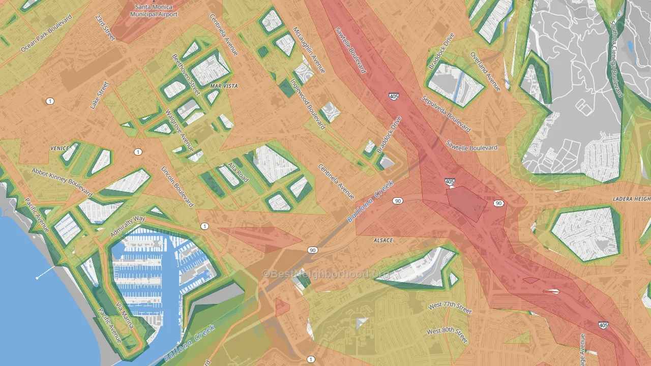 Playa Vista, Los Angeles, CA Map of Noise Levels in Playa Vista