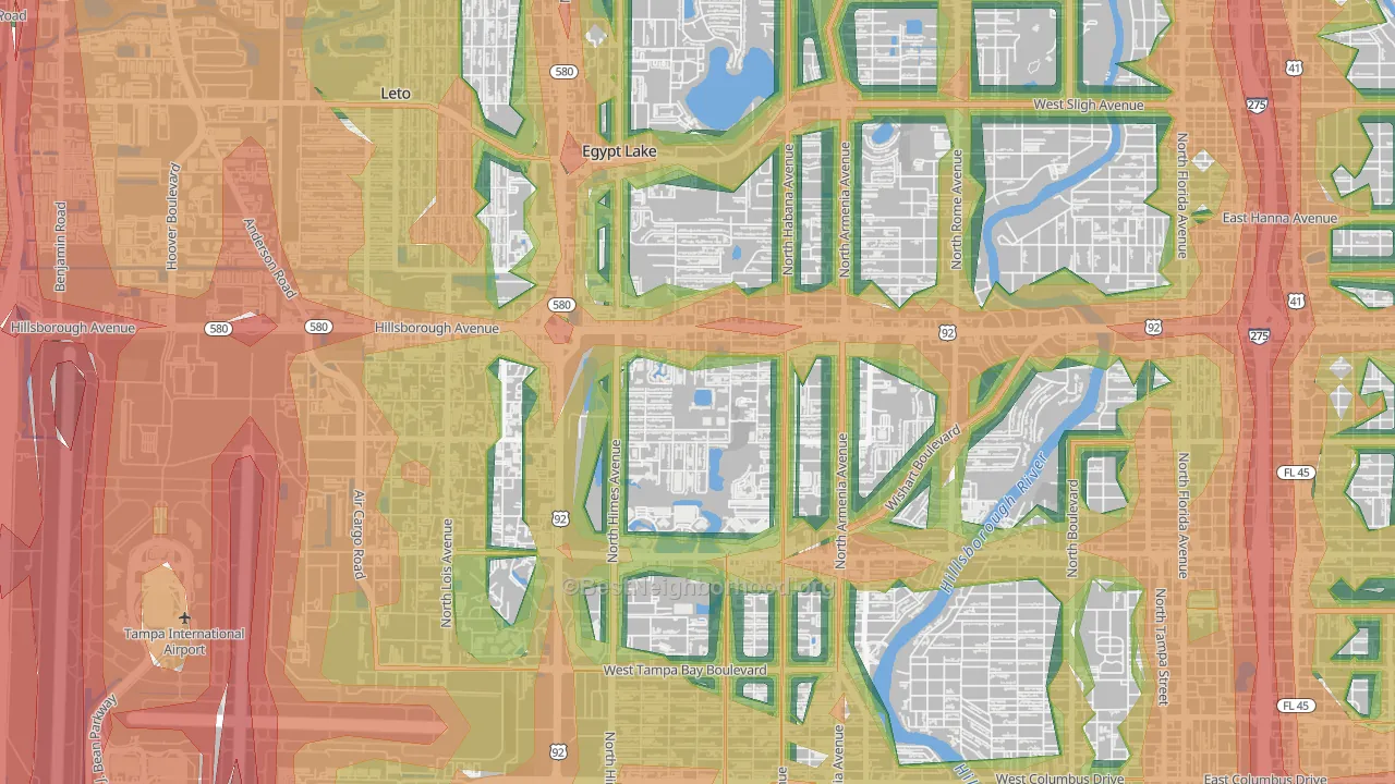 Plaza Terrace, Tampa, FL Map of Noise Levels in Plaza Terrace