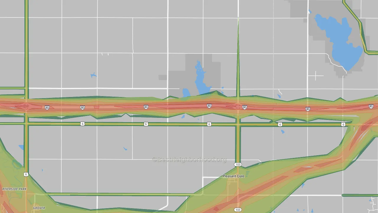 Pleasant Dale, NE Map of Noise Levels in Pleasant Dale