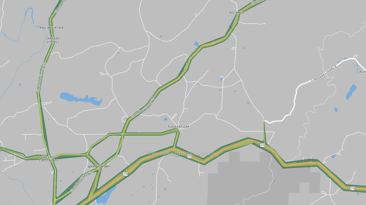 Pleasant Gap, AL Map of Noise Levels in Pleasant Gap