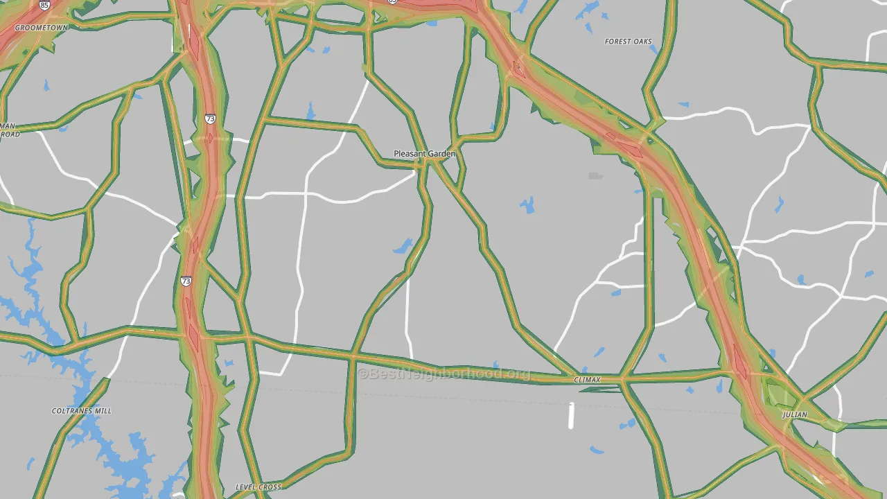 Pleasant Garden, NC Map of Noise Levels in Pleasant Garden