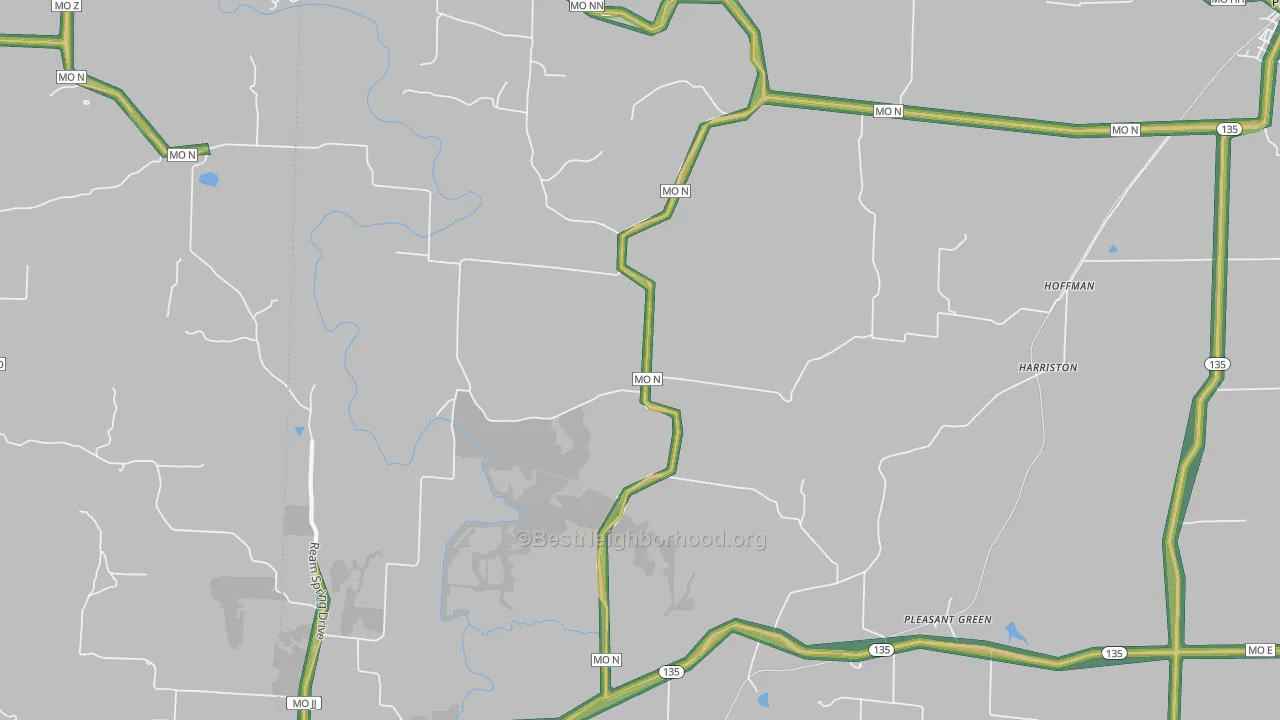 Pleasant Green, MO Map of Noise Levels in Pleasant Green