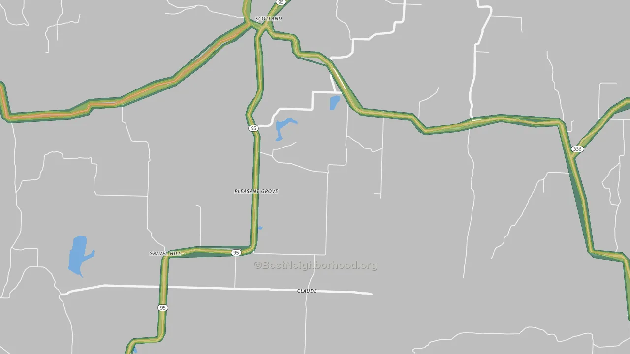 Pleasant Grove, AR Map of Noise Levels in Pleasant Grove