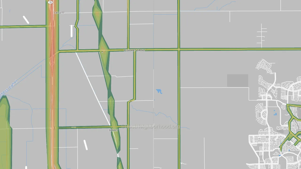 Pleasant Grove, CA Map of Noise Levels in Pleasant Grove