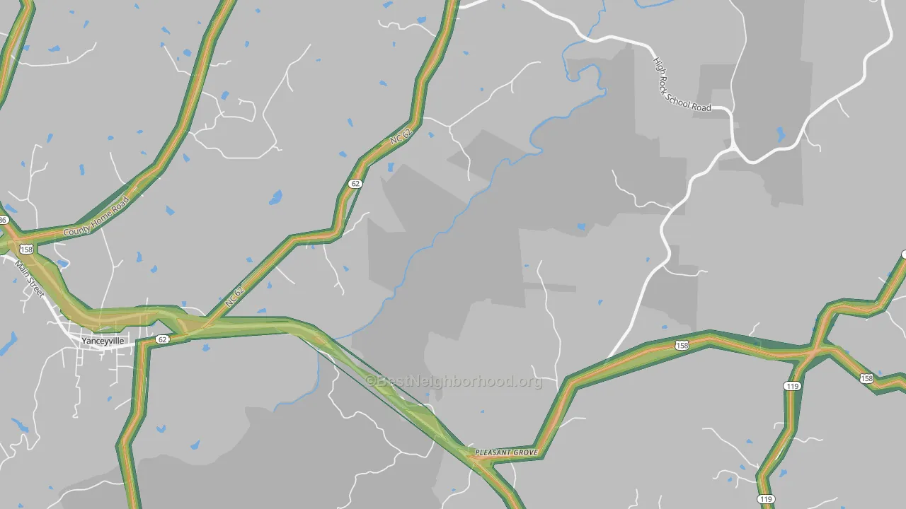 Pleasant Grove, NC Map of Noise Levels in Pleasant Grove