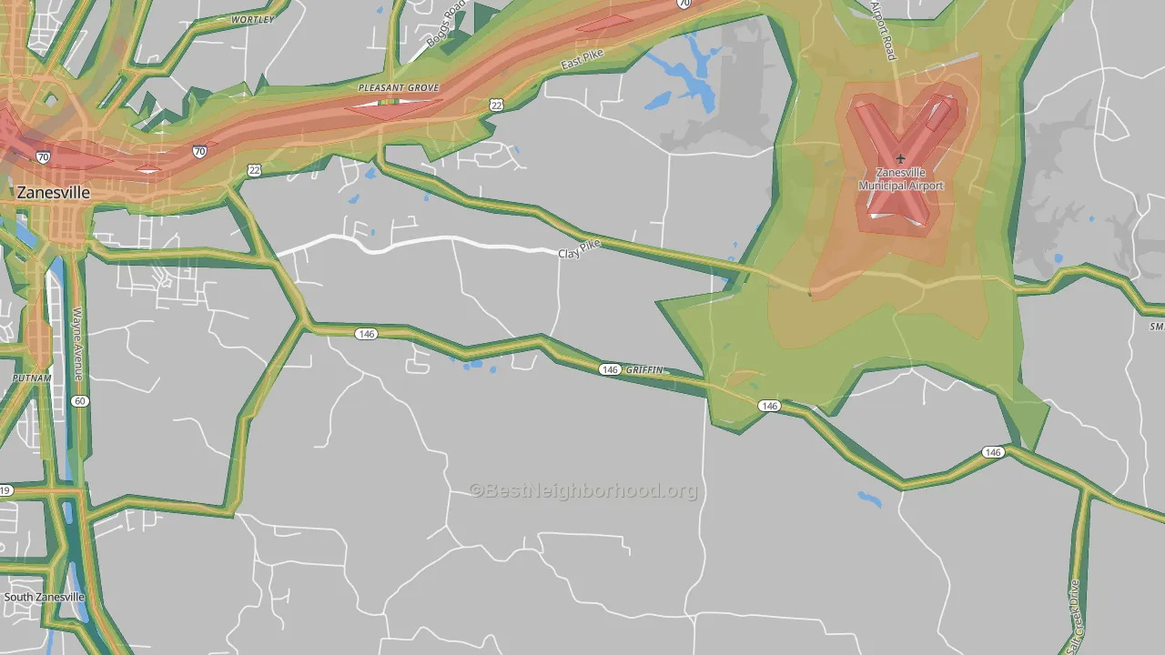 Pleasant Grove, OH Map of Noise Levels in Pleasant Grove