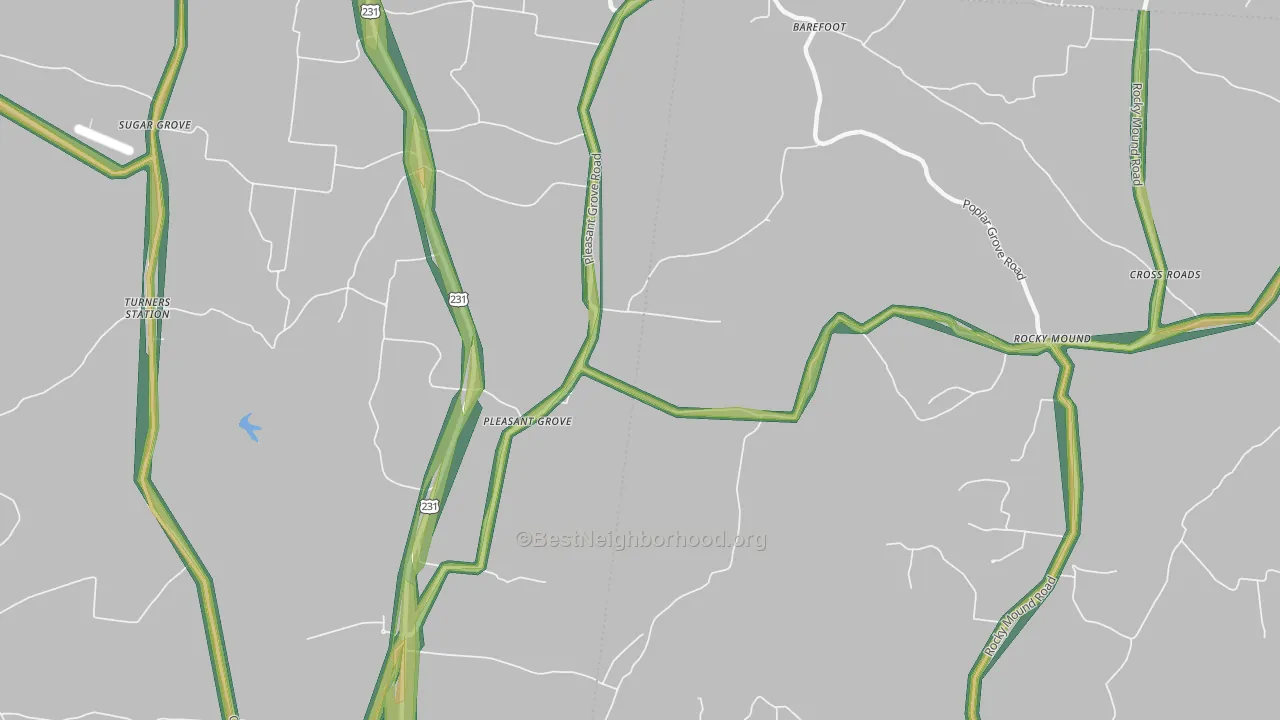 Pleasant Grove, TN Map of Noise Levels in Pleasant Grove