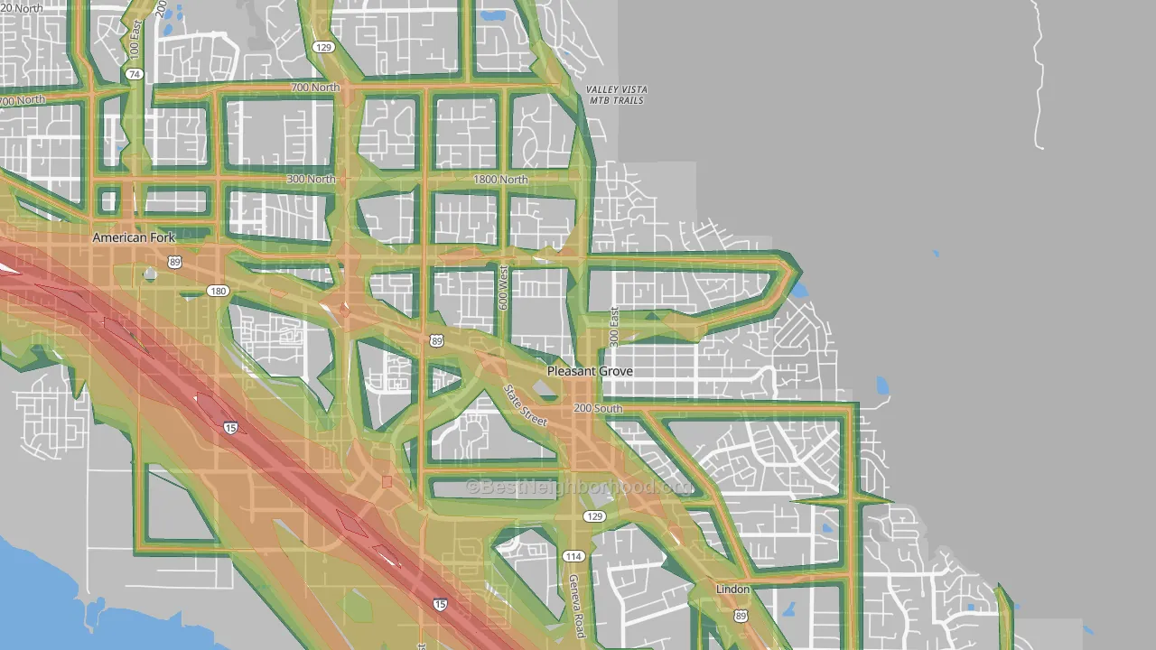 Pleasant Grove, UT Map of Noise Levels in Pleasant Grove