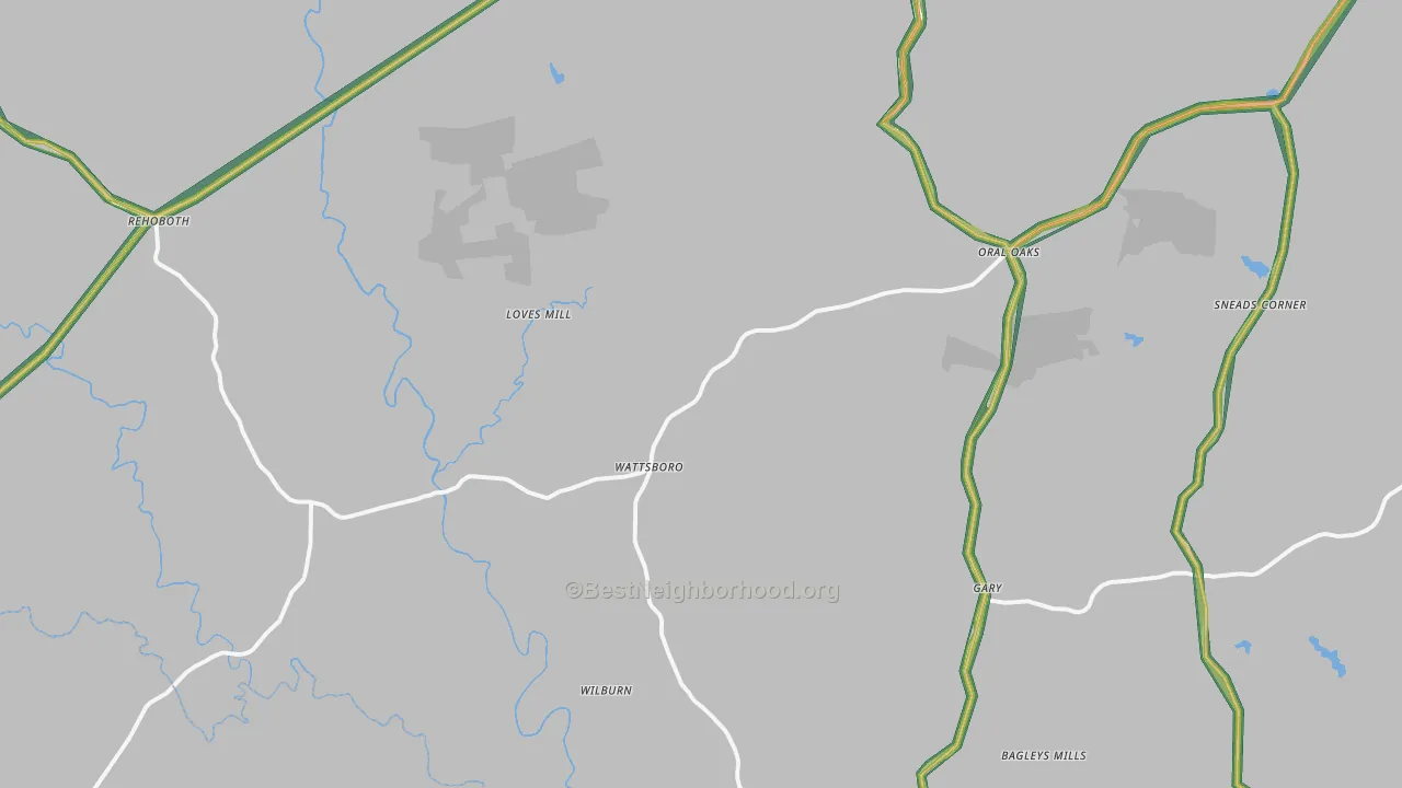 Pleasant Grove, VA Map of Noise Levels in Pleasant Grove