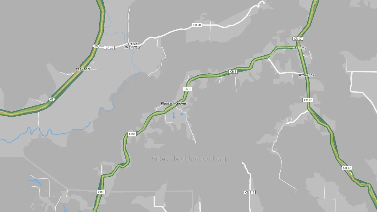 Pleasant Groves, AL Map of Noise Levels in Pleasant Groves