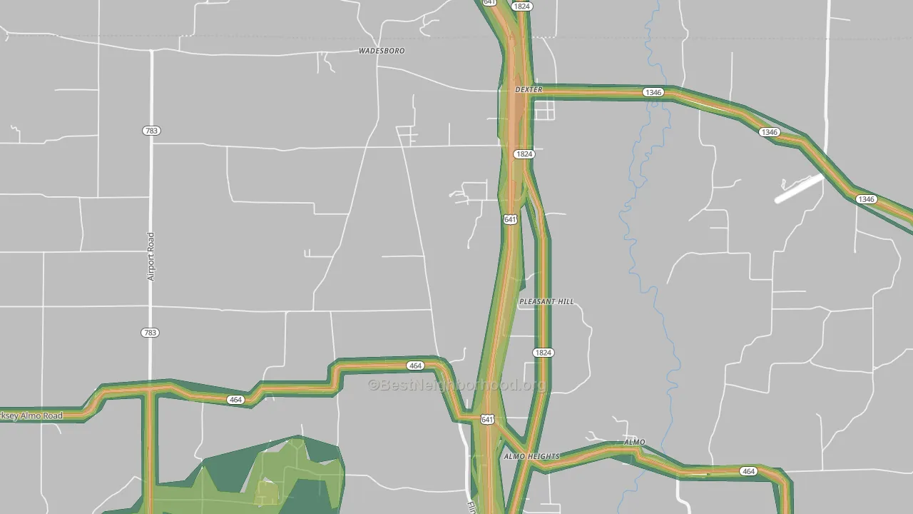 Pleasant Hill, KY Map of Noise Levels in Pleasant Hill
