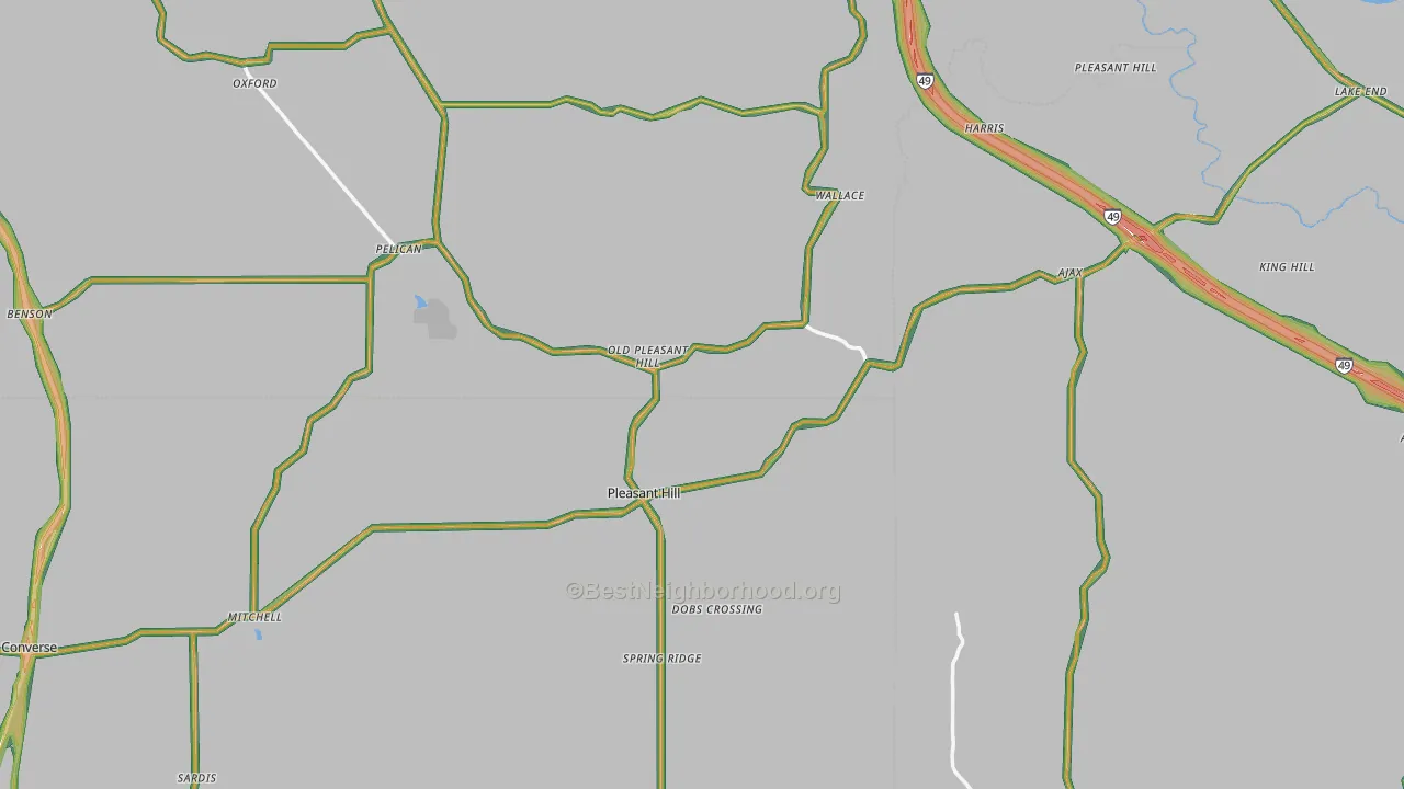 Pleasant Hill, LA Map of Noise Levels in Pleasant Hill