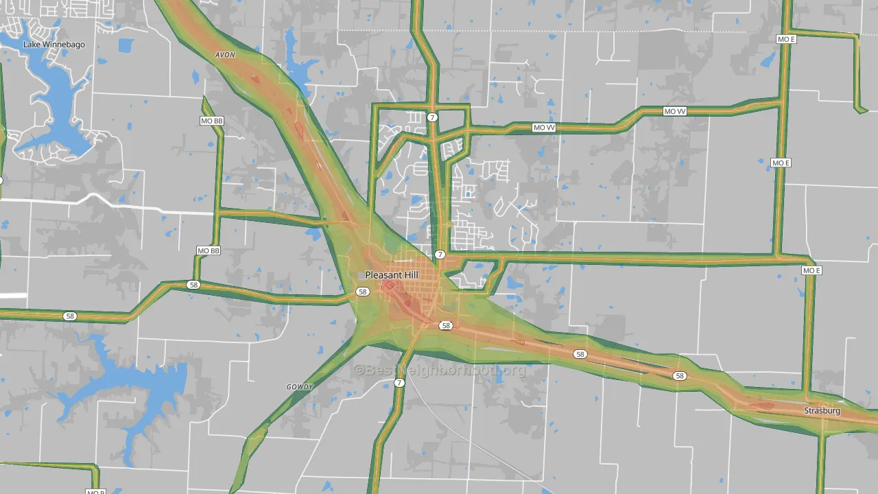 Pleasant Hill, MO Map of Noise Levels in Pleasant Hill