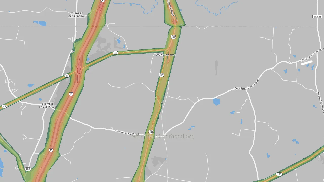 Pleasant Hill, NC Map of Noise Levels in Pleasant Hill