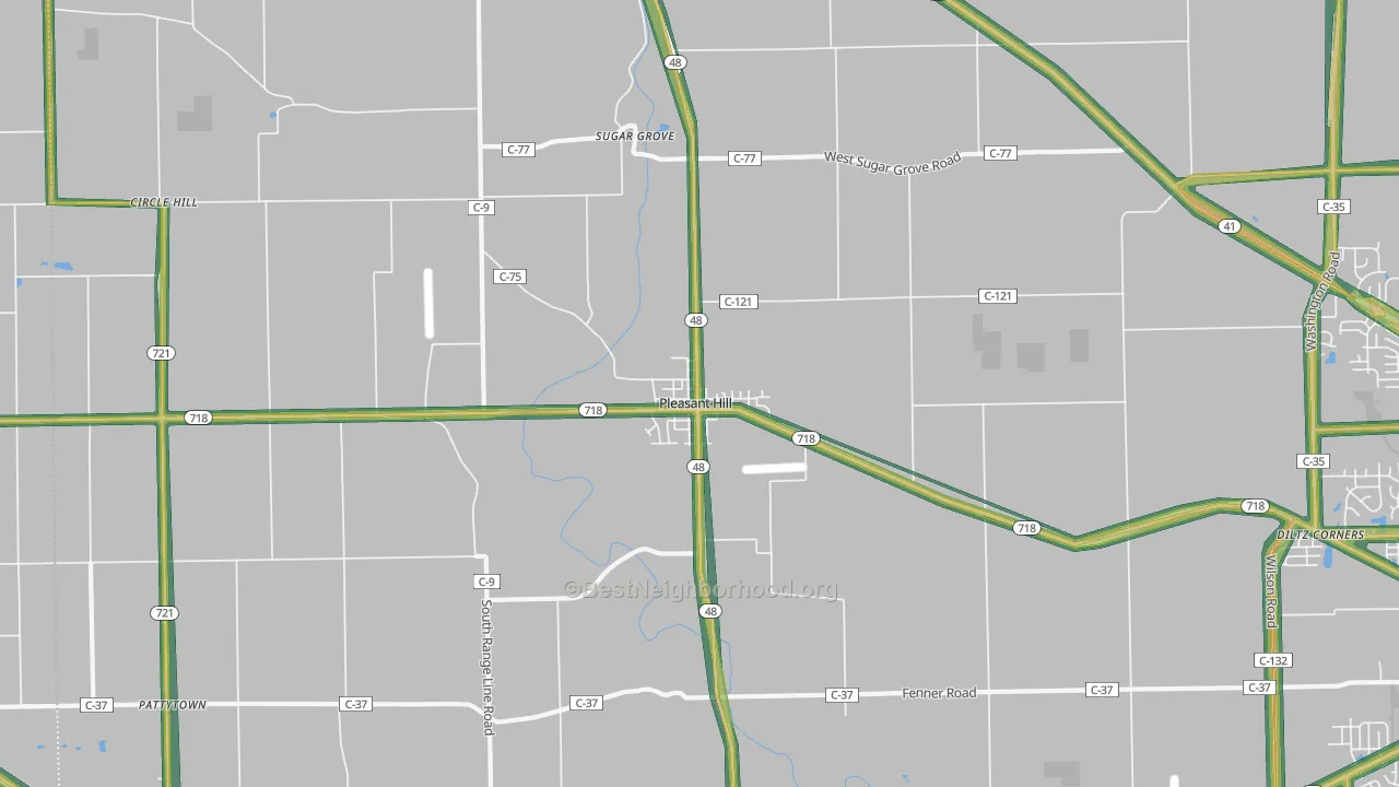 Pleasant Hill, OH Map of Noise Levels in Pleasant Hill
