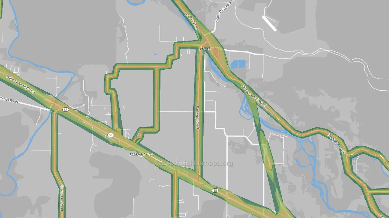 Pleasant Hill, OR Map of Noise Levels in Pleasant Hill