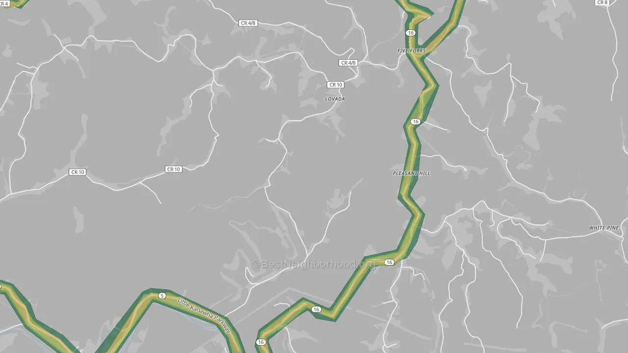 Pleasant Hill, WV Map of Noise Levels in Pleasant Hill